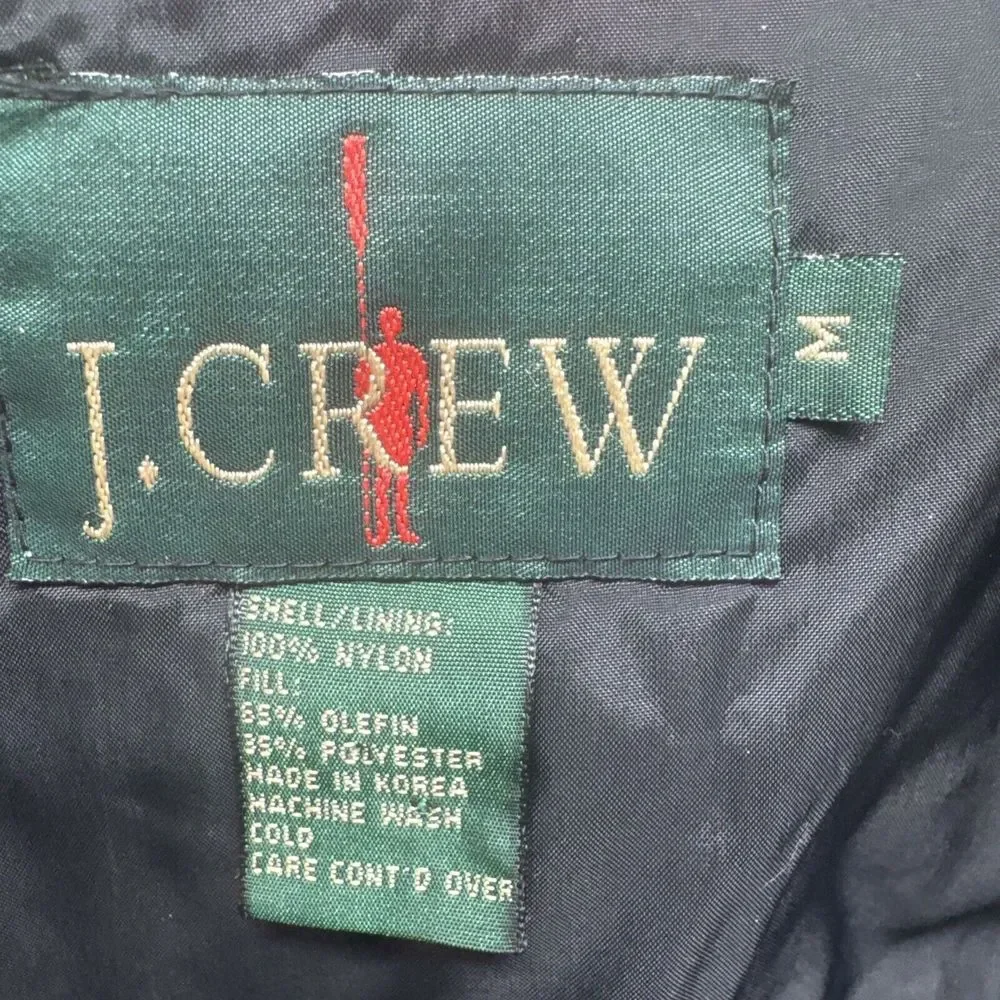 Vtg J Crew Jacket Mens M Red 3 Pocket Hood Nylon Water Resist Insulated Nautical
